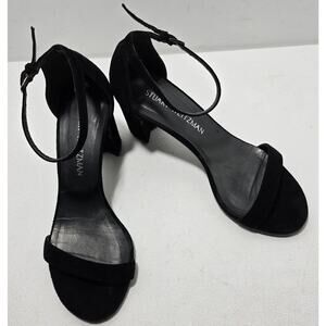 Stuart Weitzman Nearly Nude Black Suede Heels Size 7 wide